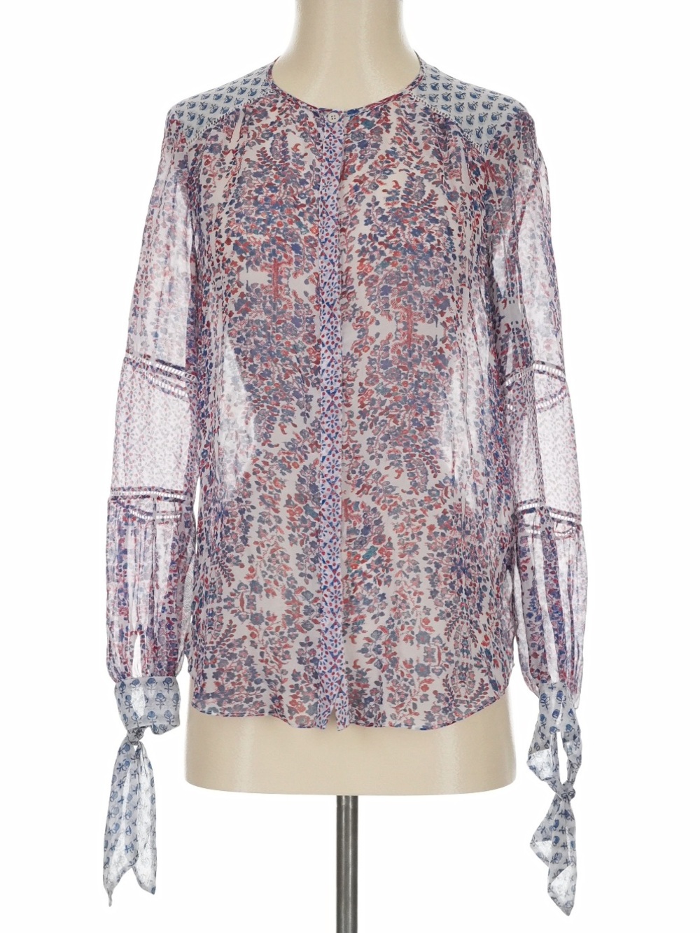 Rebecca Taylor Silk Floral Peasant Women's Top Boho Luxury Designer Size 8 - Picture 2 of 9